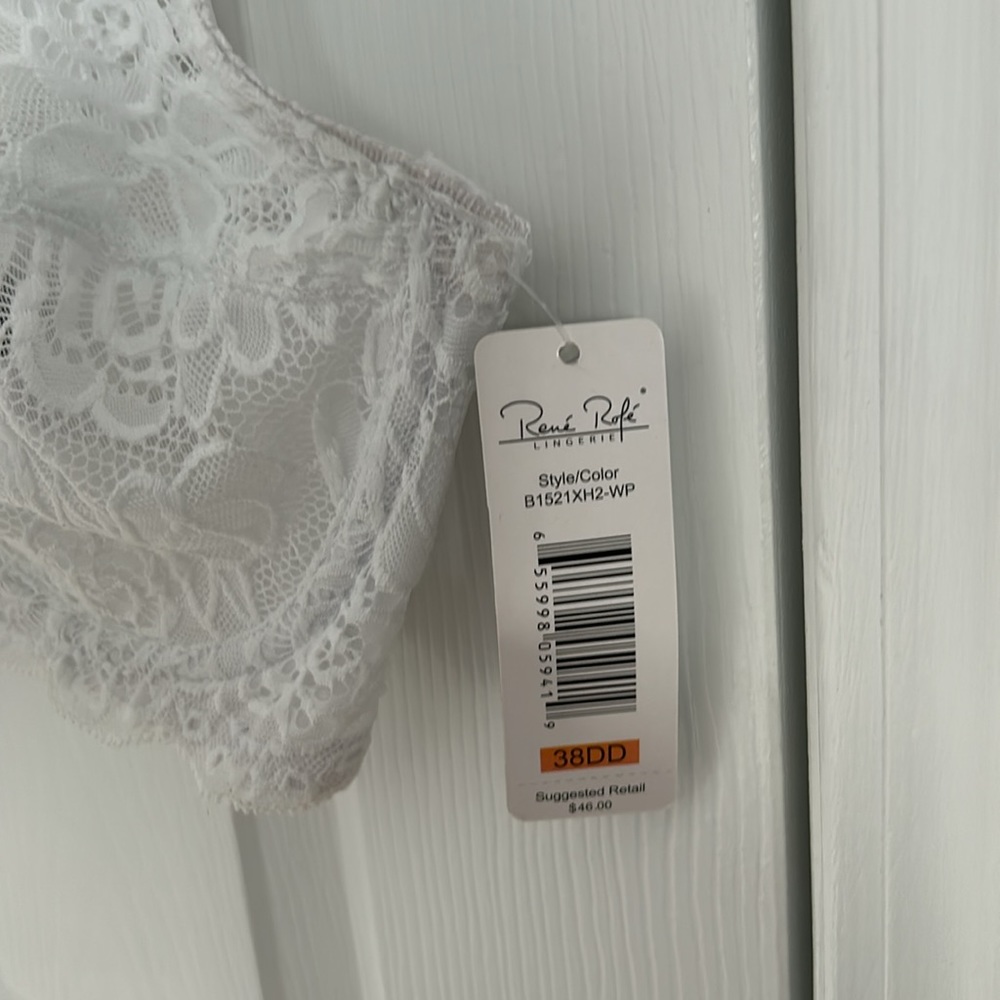 NWT Rene Rofe Lace full coverage bra 38DD White - Picture 7 of 10